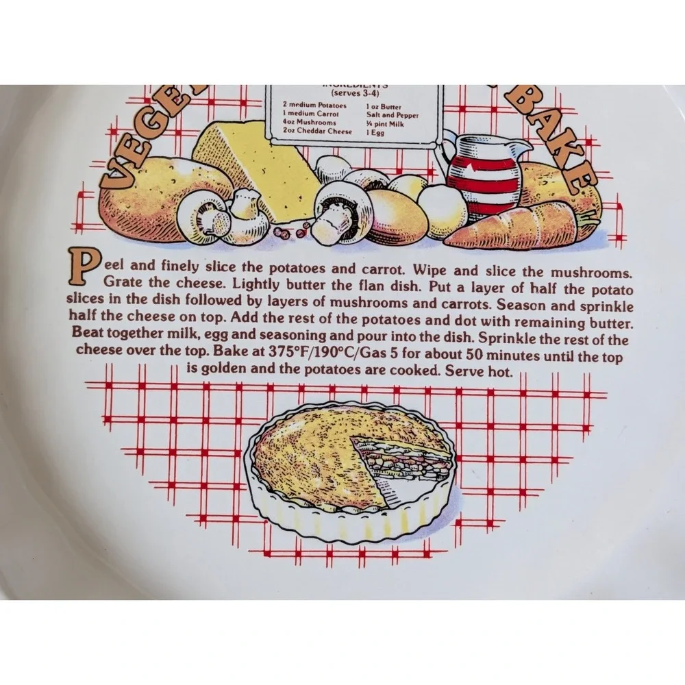 Vintage Small Ceramic Vegetable 6 Layer Bake Recipe Pie Dish Tart Ashley Fluted